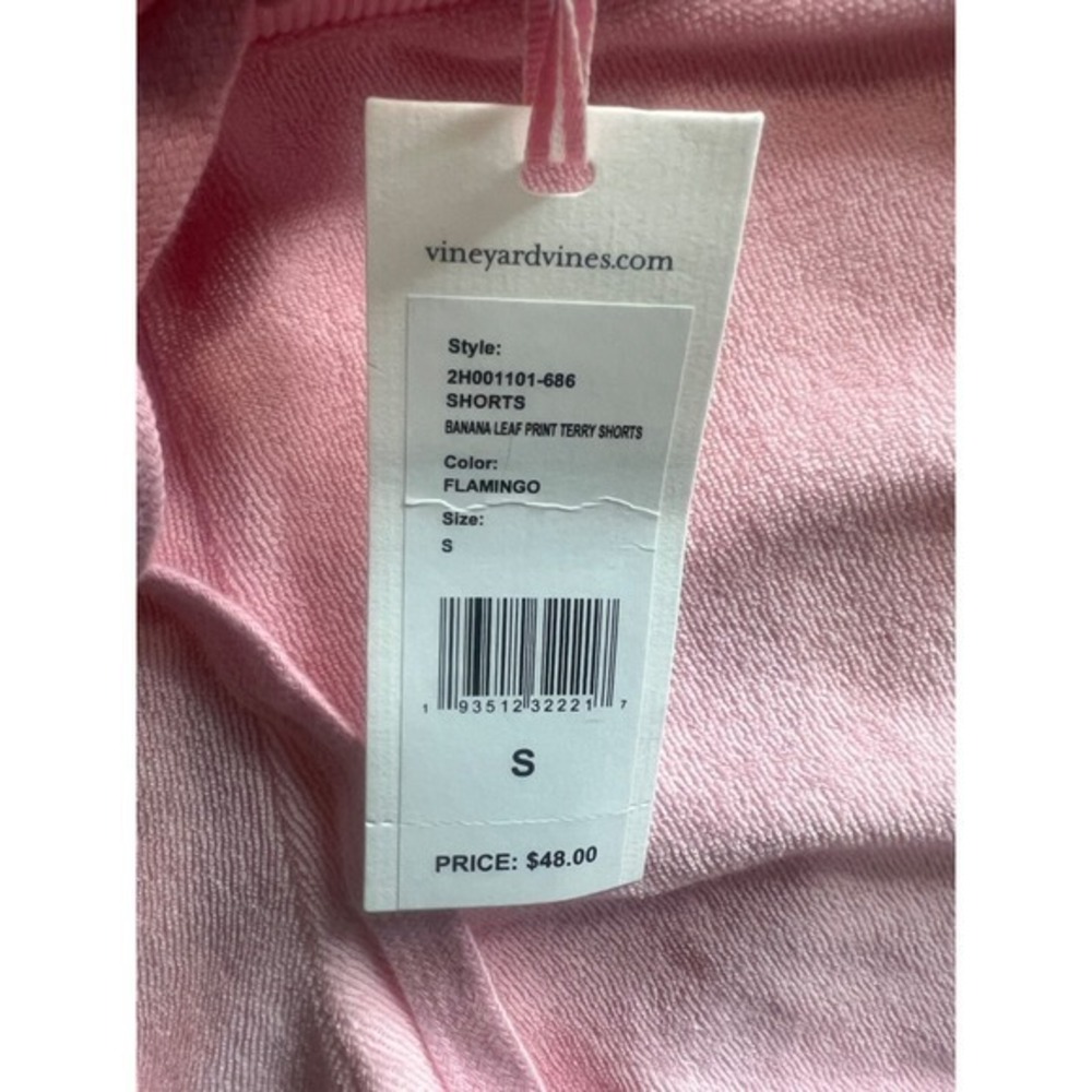 Vineyard Vines Banana Leaf Print Terry Shorts Flamingo Pink Women's Small - Picture 4 of 8